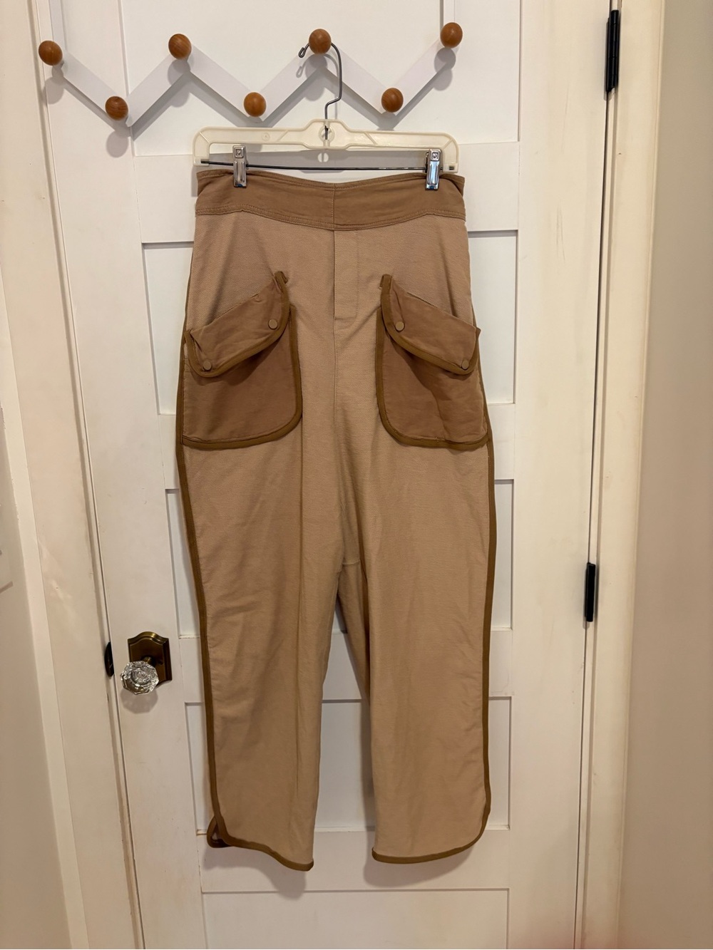 EUC Umgee Beige High-Rise Utility Pants with Contrast Trim